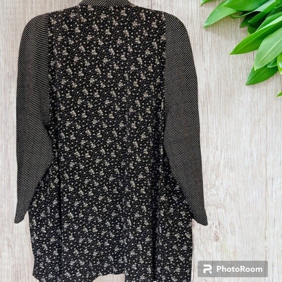 Baronesa Black White Mixed Print Open Front Layering Cardigan Women’s Size 12 - Picture 2 of 6